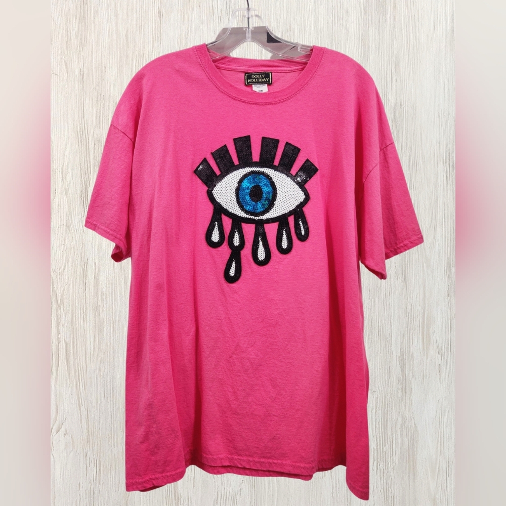 Evil Eye T-Shirt, Pink XL, EUC